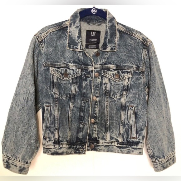 NWT Gap Teens Medium Washed Oversized Denim Jacket Size Large 10. - Picture 13 of 14